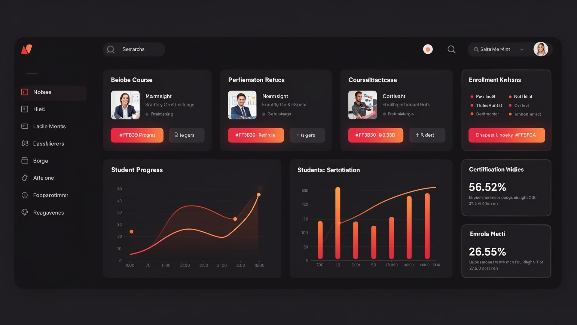 Plataforma MyLMS com dashboard de gestão educacional